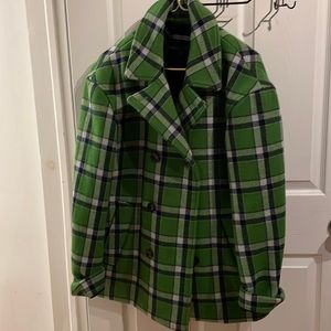Marc by Marc Jacobs medium green plaid super cute wool coat